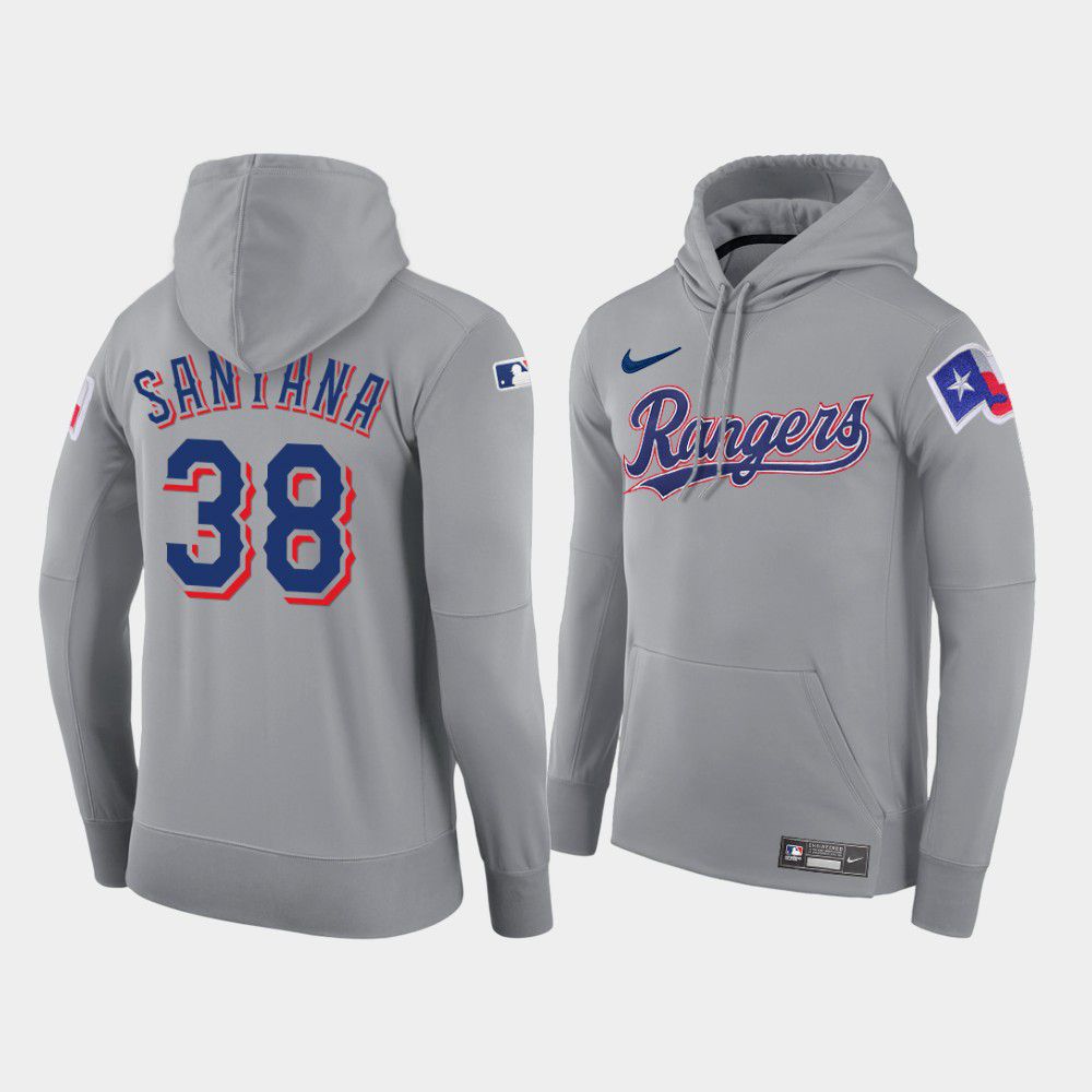 Men Texas Rangers #38 Santana gray road hoodie 2021 MLB Nike Jerseys